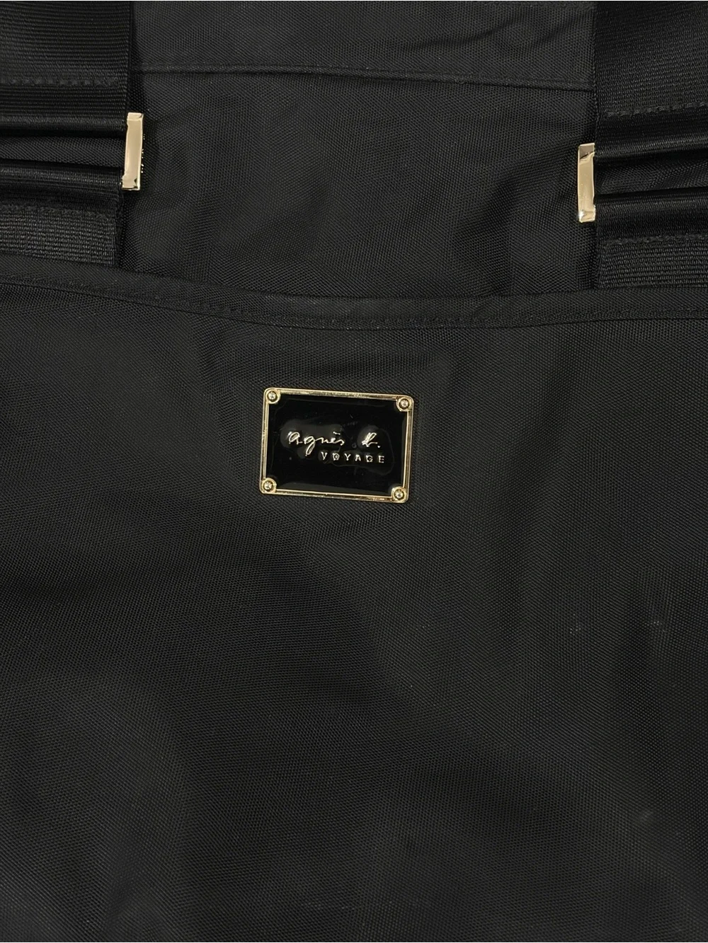Agnes B. Voyage Black Nylon Laptop Briefcase with Adjustable Strap